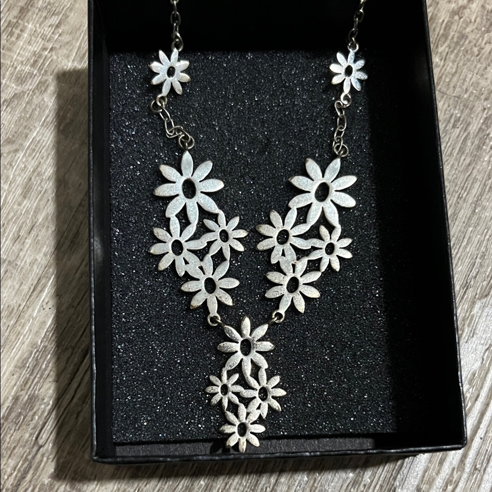 Sterling Silver Floral Statement Necklace - Women Jewelry